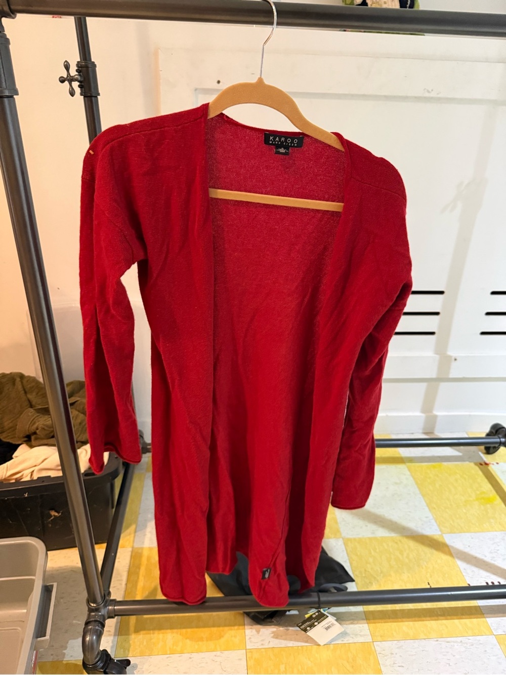 Red Open-Front Cardigan Sweater